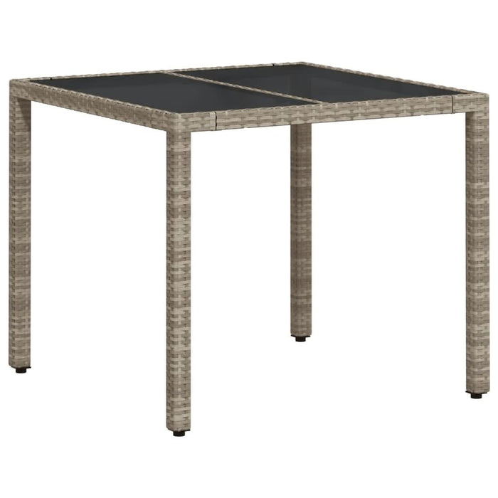 Masă de grădină cu blat din sticlă, gri, 90x90x75 cm, poliratan - WALTI WALTI