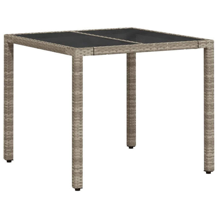 Masă de grădină cu blat din sticlă, gri, 90x90x75 cm, poliratan - WALTI WALTI