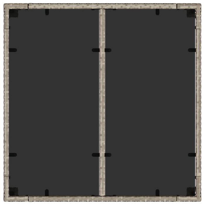 Masă de grădină cu blat din sticlă, gri, 90x90x75 cm, poliratan - WALTI WALTI