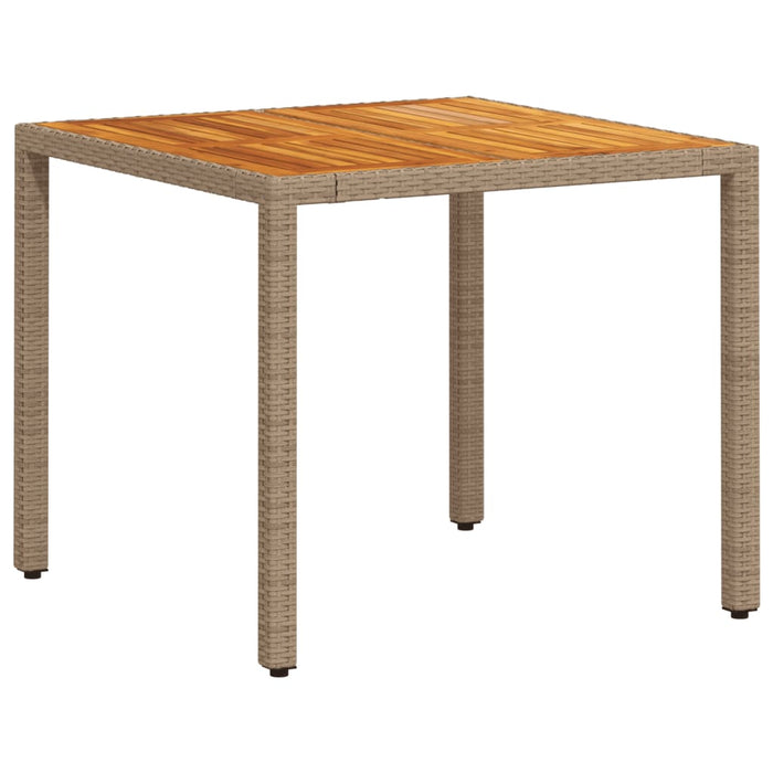 Masă de grădină, bej, 90x90x75 cm, poliratan și lemn acacia - WALTI WALTI