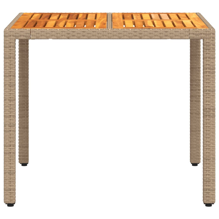 Masă de grădină, bej, 90x90x75 cm, poliratan și lemn acacia - WALTI WALTI
