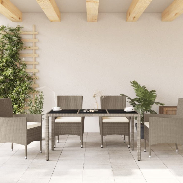 Masă grădină blat din sticlă gri deschis 150x90x75 cm poliratan - WALTI WALTI
