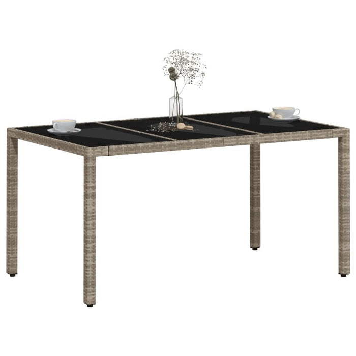 Masă grădină blat din sticlă gri deschis 150x90x75 cm poliratan - WALTI WALTI