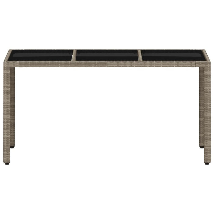 Masă grădină blat din sticlă gri deschis 150x90x75 cm poliratan - WALTI WALTI