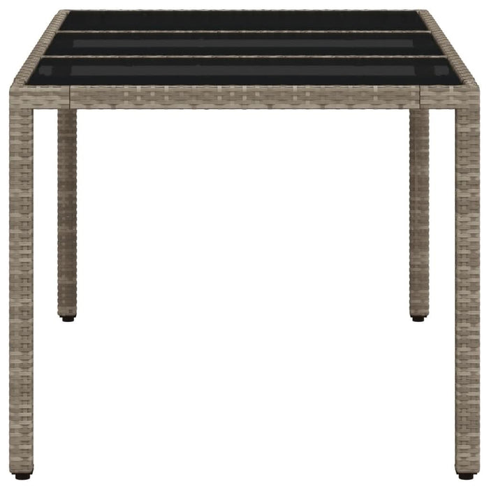 Masă grădină blat din sticlă gri deschis 150x90x75 cm poliratan - WALTI WALTI