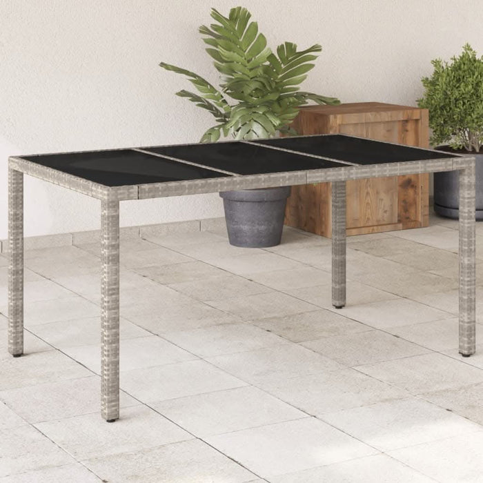 Masă grădină blat din sticlă gri deschis 150x90x75 cm poliratan - WALTI WALTI