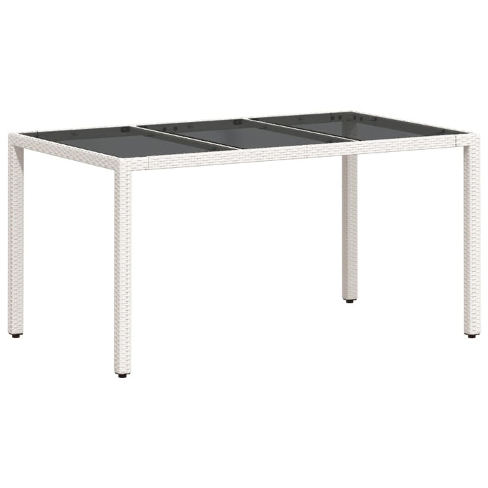 Masă grădină cu blat din sticlă, alb, 150x90x75 cm, poliratan - WALTI WALTI