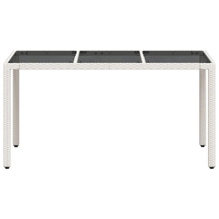 Masă grădină cu blat din sticlă, alb, 150x90x75 cm, poliratan - WALTI WALTI