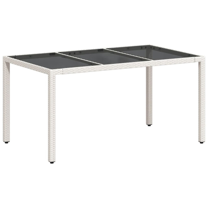 Masă grădină cu blat din sticlă, alb, 150x90x75 cm, poliratan - WALTI WALTI
