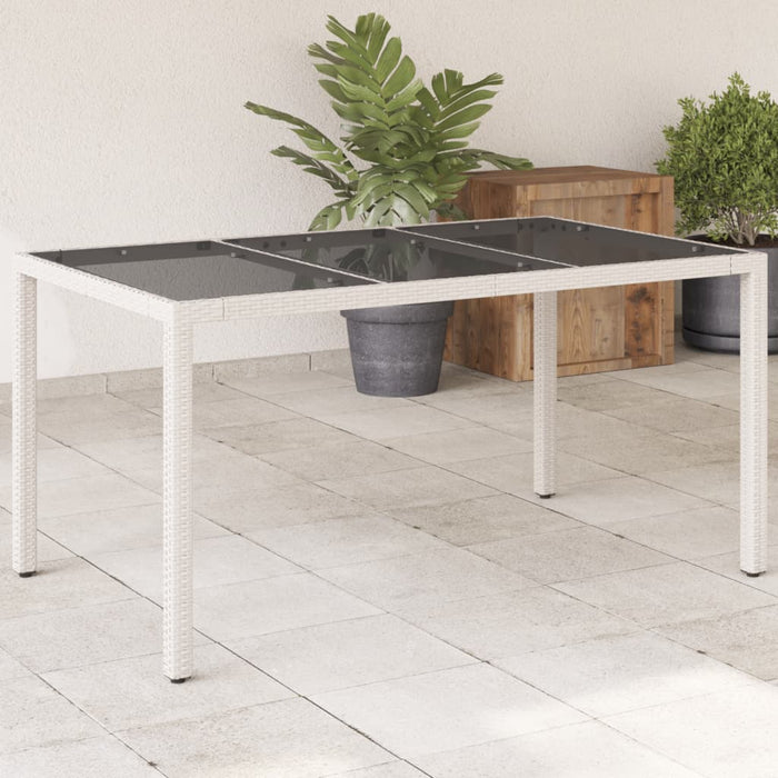 Masă grădină cu blat din sticlă, alb, 150x90x75 cm, poliratan - WALTI WALTI