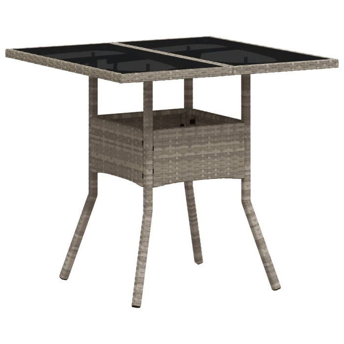 Masă grădină blat din sticlă gri deschis 80x80x75 cm poliratan - WALTI WALTI