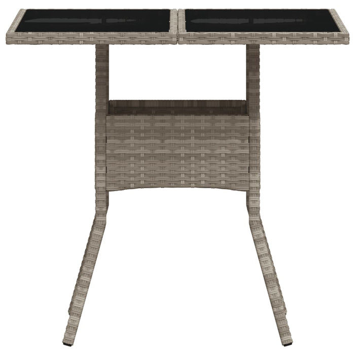Masă grădină blat din sticlă gri deschis 80x80x75 cm poliratan - WALTI WALTI