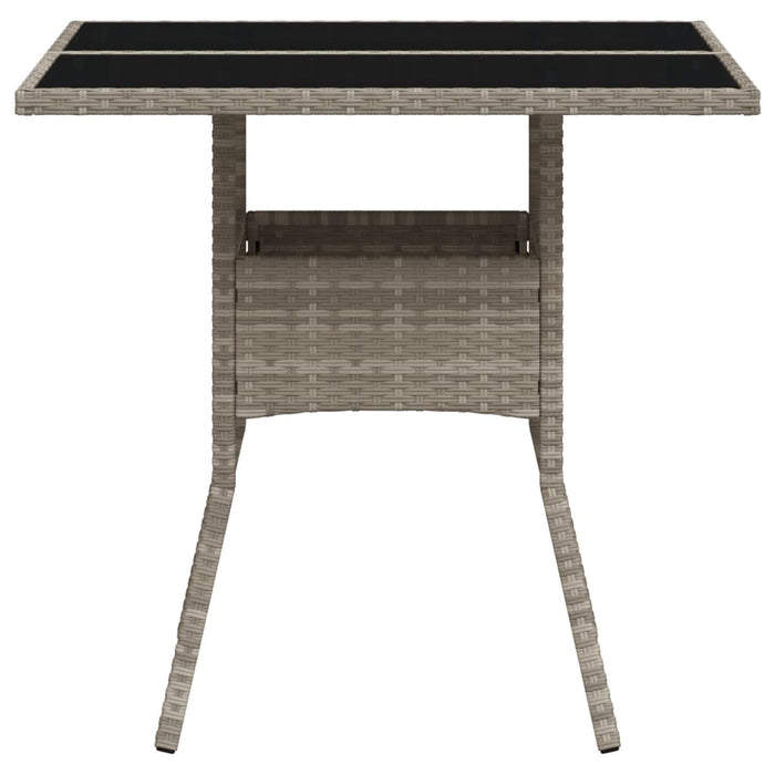 Masă grădină blat din sticlă gri deschis 80x80x75 cm poliratan - WALTI WALTI