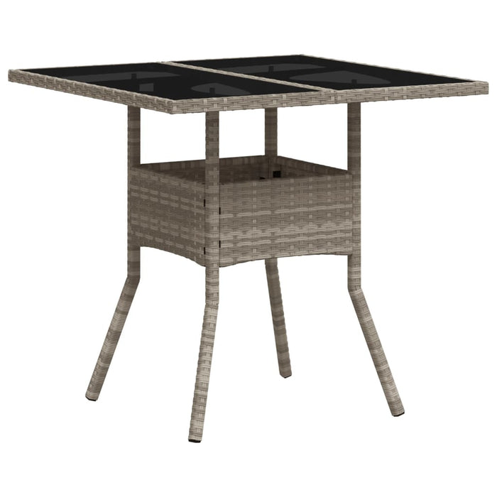 Masă grădină blat din sticlă gri deschis 80x80x75 cm poliratan - WALTI WALTI