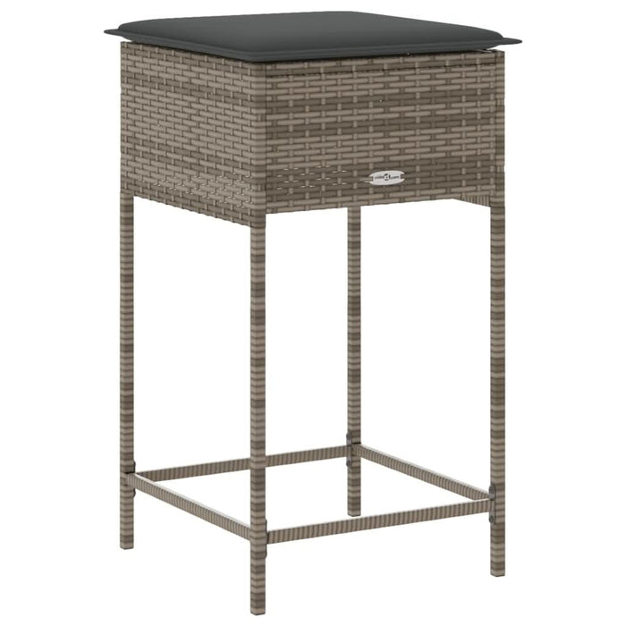 Scaune de bar pentru grădină, cu perne, 2 buc., gri, poliratan - WALTI WALTI