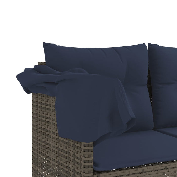 Șezlong cu baldachin și perne, gri, poliratan - WALTI WALTI