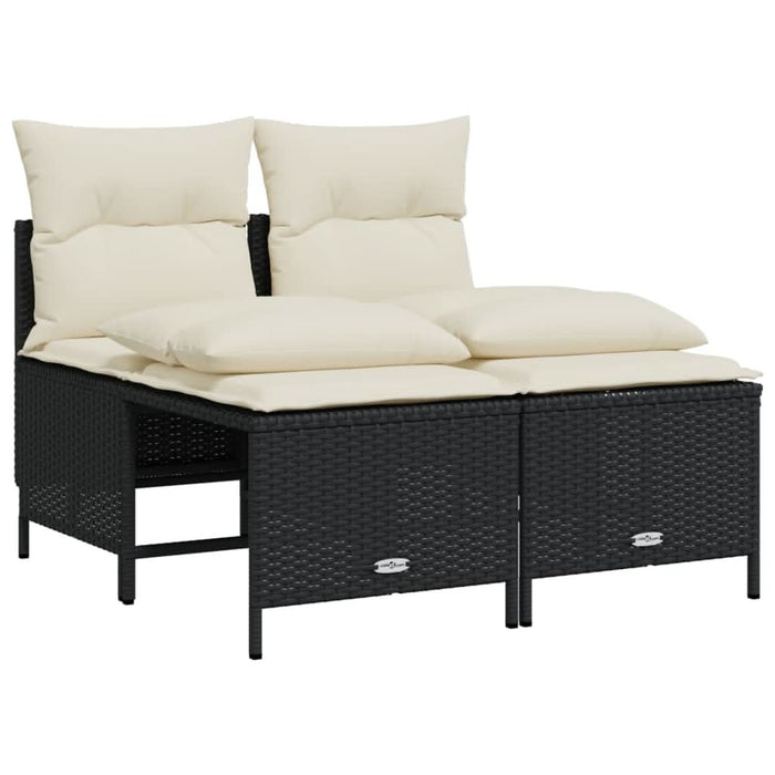 Set mobilier de grădină cu perne, 4 piese, negru, poliratan - WALTI WALTI