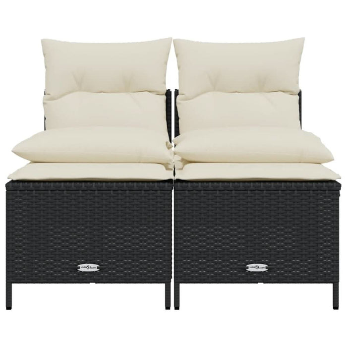 Set mobilier de grădină cu perne, 4 piese, negru, poliratan - WALTI WALTI