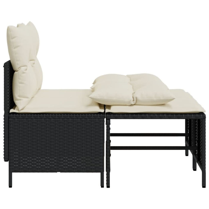 Set mobilier de grădină cu perne, 4 piese, negru, poliratan - WALTI WALTI