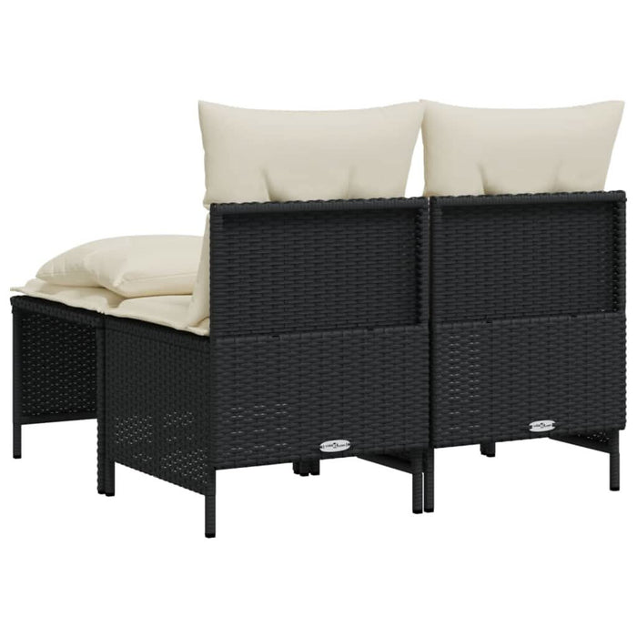 Set mobilier de grădină cu perne, 4 piese, negru, poliratan - WALTI WALTI