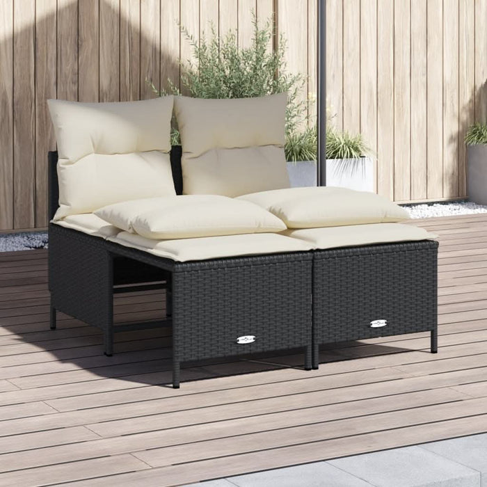 Set mobilier de grădină cu perne, 4 piese, negru, poliratan - WALTI WALTI