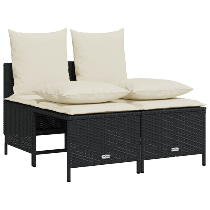 Set mobilier de grădină cu perne, 4 piese, negru, poliratan - WALTI WALTI