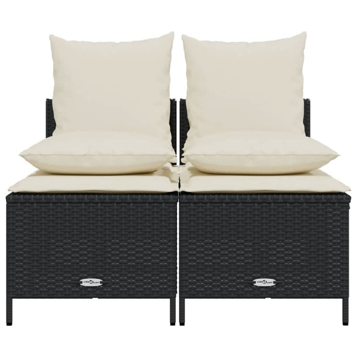 Set mobilier de grădină cu perne, 4 piese, negru, poliratan - WALTI WALTI
