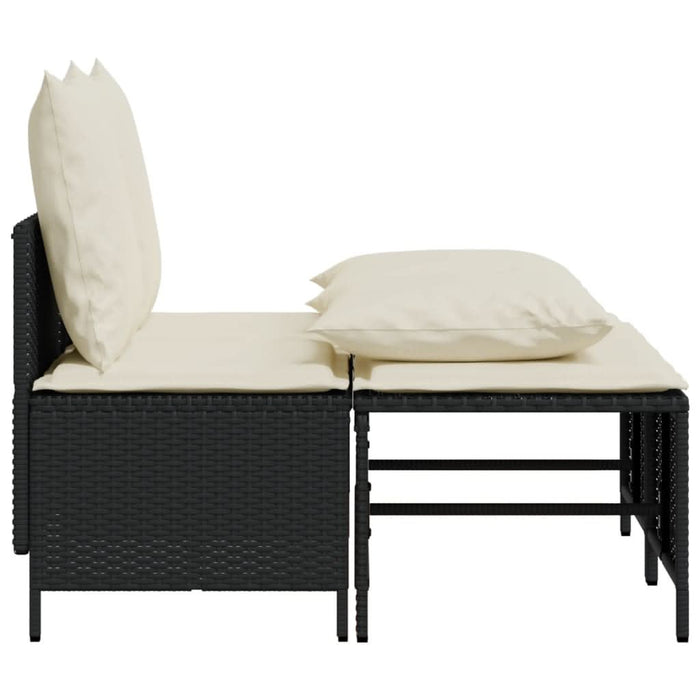 Set mobilier de grădină cu perne, 4 piese, negru, poliratan - WALTI WALTI