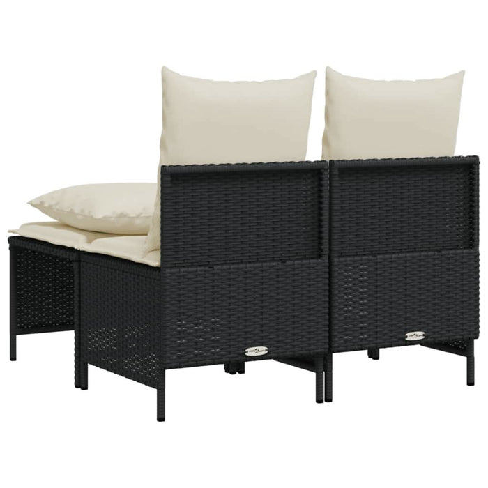 Set mobilier de grădină cu perne, 4 piese, negru, poliratan - WALTI WALTI