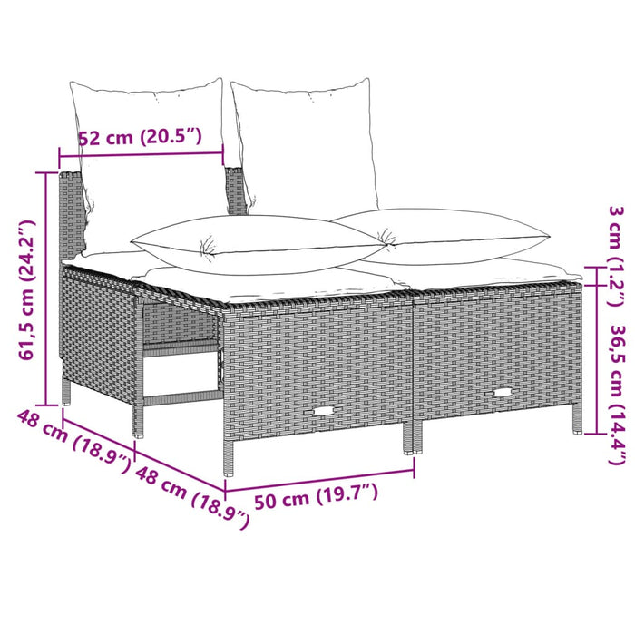 Set canapea de grădină cu perne, 4 piese, gri deschis poliratan - WALTI WALTI