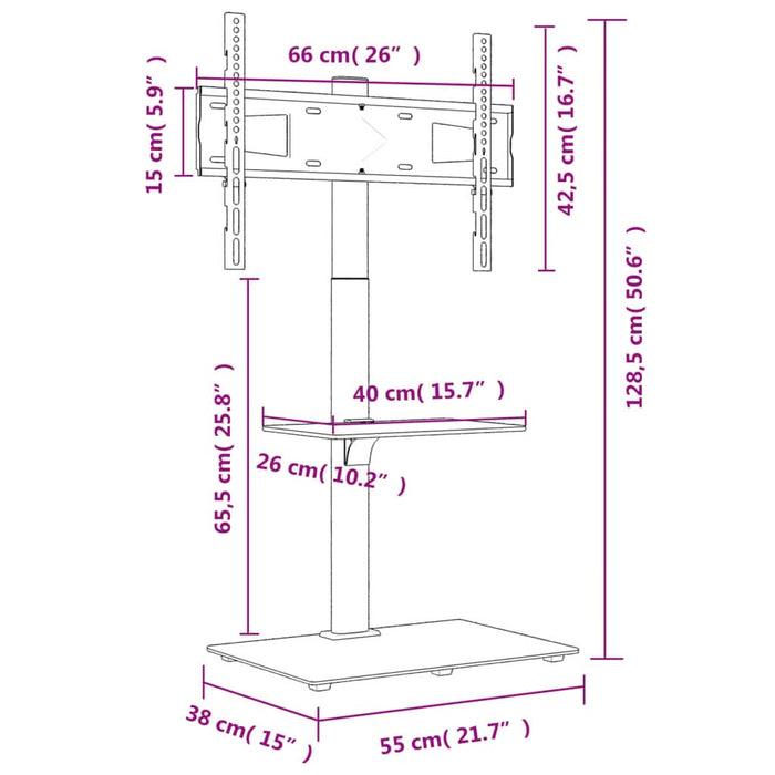 Suport TV pe colț cu 2 niveluri pentru 32-65 inch, negru - WALTI WALTI