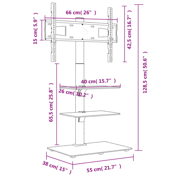 Suport TV pe colț cu 3 niveluri pentru 32-65 inch, negru - WALTI WALTI