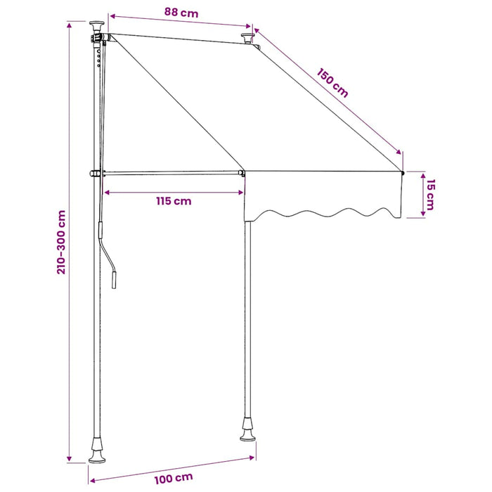 Copertină retractabilă, antracit, 100x150 cm, textil și oțel - WALTI WALTI