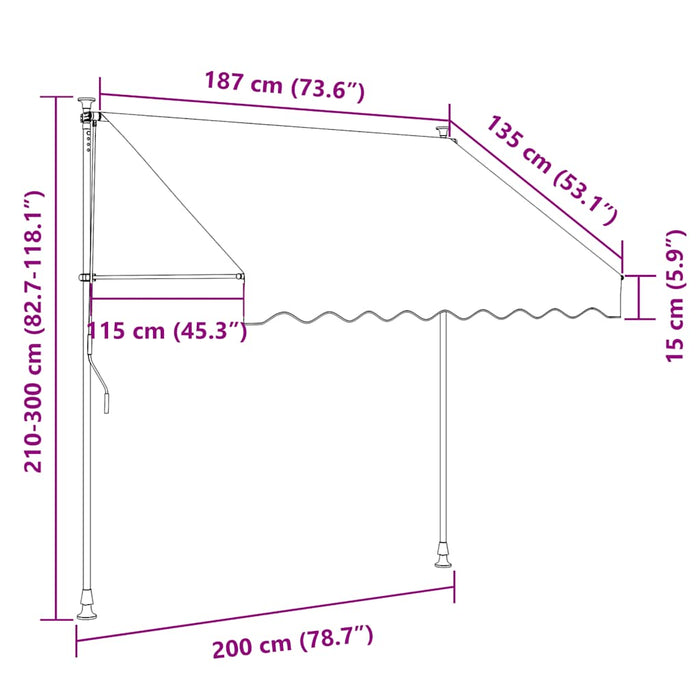 Copertină retractabilă, antracit, 200x150 cm, țesătură și oțel - WALTI WALTI