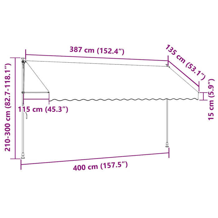 Copertină retractabilă, antracit, 400x150 cm, textil și oțel - WALTI WALTI
