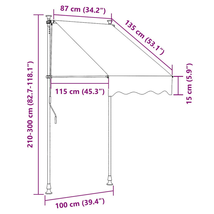 Copertină retractabilă, crem, 100x150 cm, țesătură și oțel - WALTI WALTI