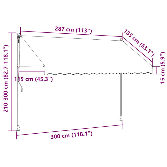 Copertină retractabilă, crem, 300x150 cm, țesătură și oțel - WALTI WALTI