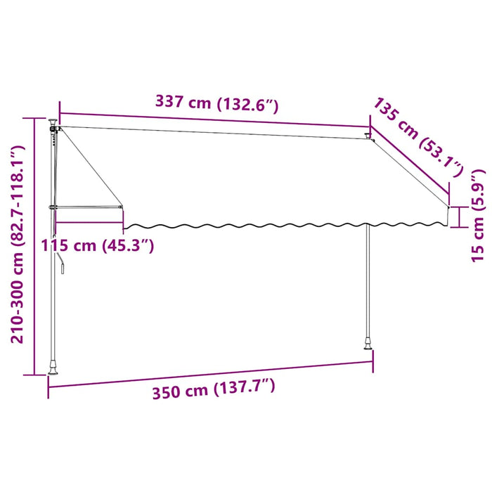 Copertină retractabilă, crem, 350x150 cm, țesătură și oțel - WALTI WALTI
