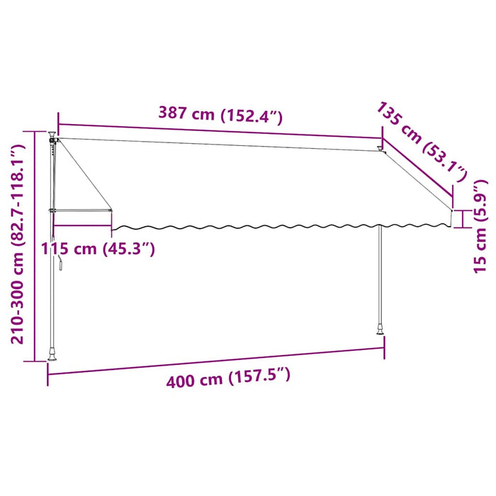 Copertină retractabilă, crem, 400x150 cm, țesătură și oțel - WALTI WALTI