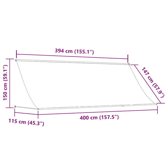 Copertină retractabilă, antracit, 400x150 cm, textil și oțel - WALTI WALTI