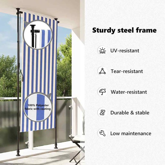 Jaluzea rulou de exterior albastru/alb 100x270 cm țesătură/oțel - WALTI WALTI