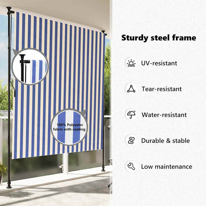 Jaluzea rulou de exterior albastru/alb 150x270 cm țesătură/oțel - WALTI WALTI