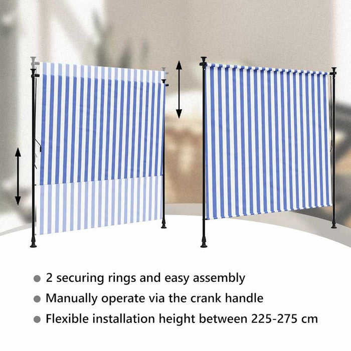 Jaluzea rulou de exterior albastru/alb 150x270 cm țesătură/oțel - WALTI WALTI