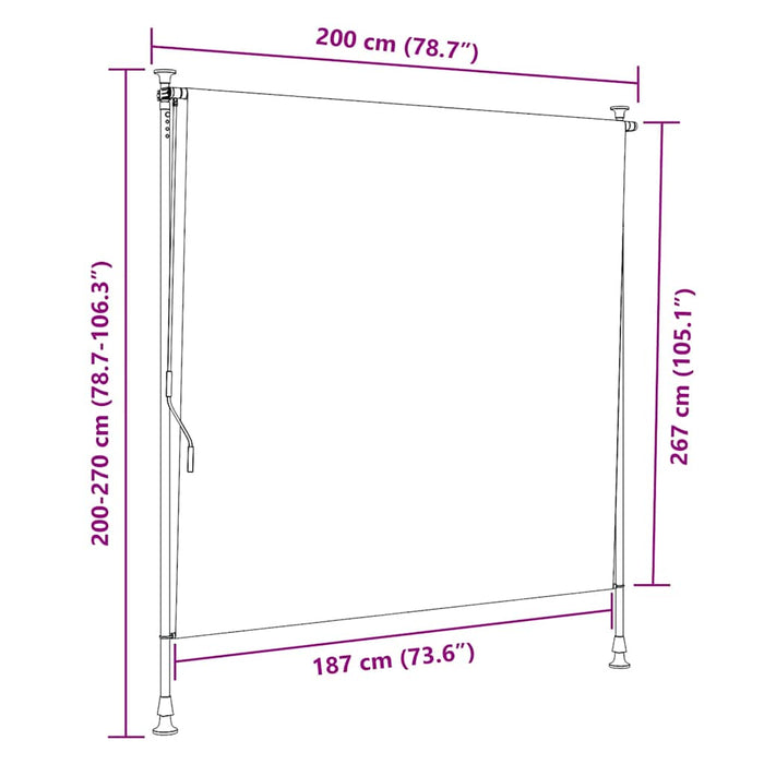 Jaluzea rulou de exterior galben/alb 200x270 cm țesătură/oțel - WALTI WALTI