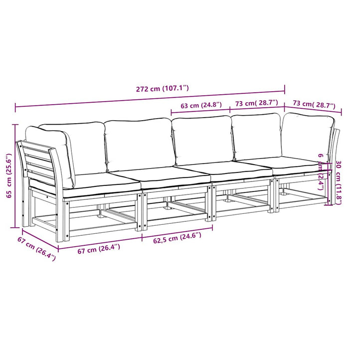 Set mobilier de grădină cu perne, 4 piese, lemn masiv de acacia - WALTI WALTI