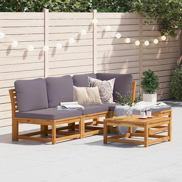 Set mobilier de grădină cu perne, 5 buc., lemn masiv acacia - WALTI WALTI