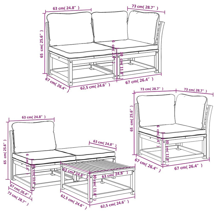 Set mobilier grădină cu perne, 6 piese, lemn masiv acacia - WALTI WALTI