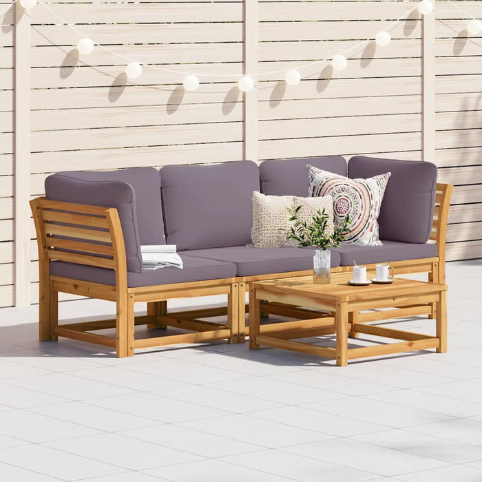 Set mobilier de grădină cu perne, 3 piese, lemn masiv acacia WALTI