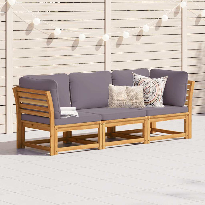 Set mobilier de grădină cu perne, 3 piese, lemn masiv acacia WALTI