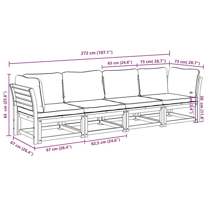 Set mobilier de grădină cu perne, 4 piese, lemn masiv de acacia WALTI